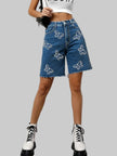 Women's Shorts with Butterfly Embroidery
