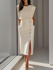Women's Sleeveless Cocktail Dress Midi in Beige