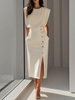 Women's Sleeveless Cocktail Dress Midi in Beige