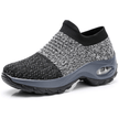 Gray knit slip-on sneaker with chunky platform sole