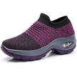 Purple knit slip-on sneaker with chunky platform sole