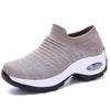 Khaki knit slip-on sneaker with chunky platform sole