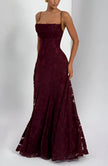 Women's Spaghetti Strap Wedding Dress Maxi in Burgundy - back view