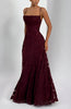 Women's Spaghetti Strap Wedding Dress Maxi in Burgundy - back view