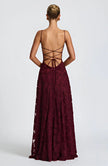 Women's Spaghetti Strap Wedding Dress Maxi in Burgundy - detail