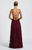 Women's Spaghetti Strap Wedding Dress Maxi in Burgundy - detail