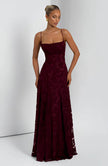 Women's Spaghetti Strap Wedding Dress Maxi in Burgundy