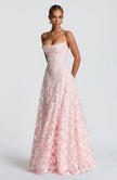 Women's Spaghetti Strap Wedding Dress Maxi in Pink - back view
