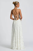 Women's Spaghetti Strap Wedding Dress Maxi in White - detail
