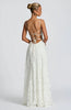 Women's Spaghetti Strap Wedding Dress Maxi in White - detail