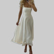 Women's Square Neck Wedding Dress Midi - White