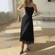 Women's Square Neck Wedding Dress Midi - Black