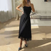 Women's Square Neck Wedding Dress Midi - Black