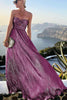 Women's Strapless Shimmering Evening Maxi Dress in Violet - full length