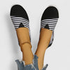 Women's Striped Slip On Shoes Casual - Black top view