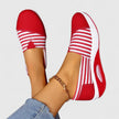 Women's Striped Slip On Shoes Casual - Red
