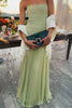 Women's Summer Pleated Evening Dress Maxi in Green - Pleated skirt detail at evening outdoor setting