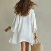 Women's Three Piece Romper Set White – back view showing open kimono silhouette