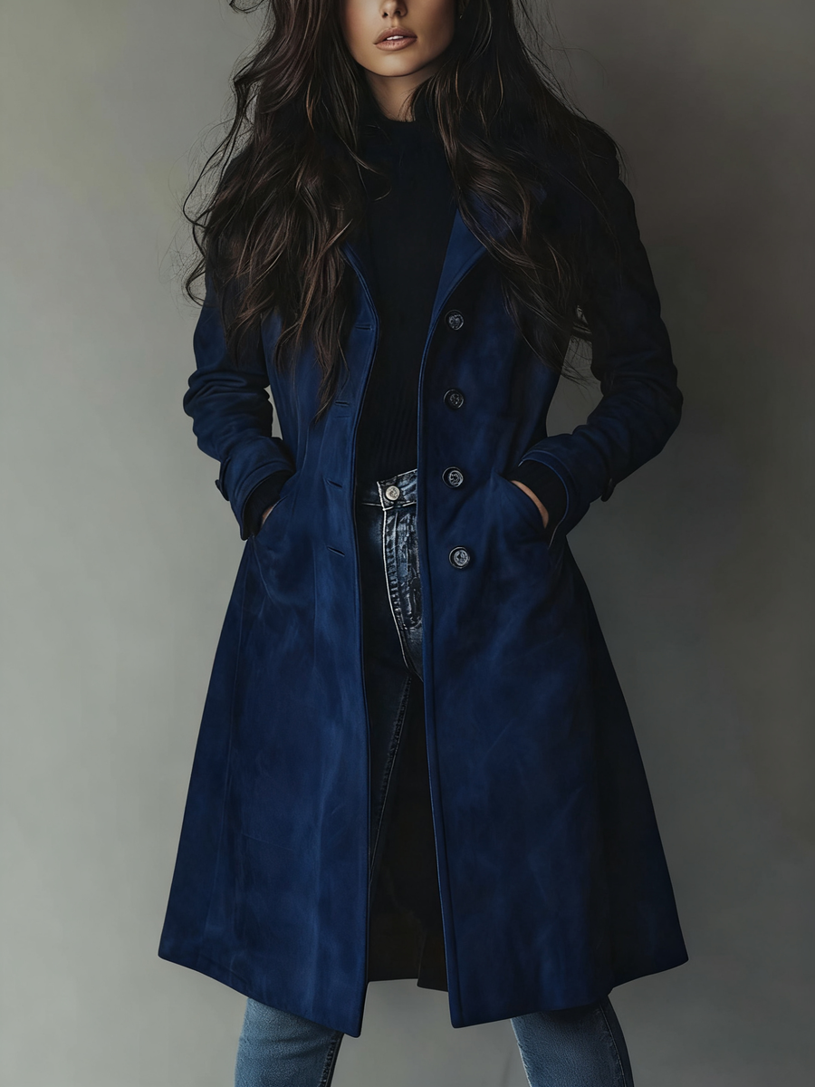 Women's Trench Coat Long Button Front Floor Length