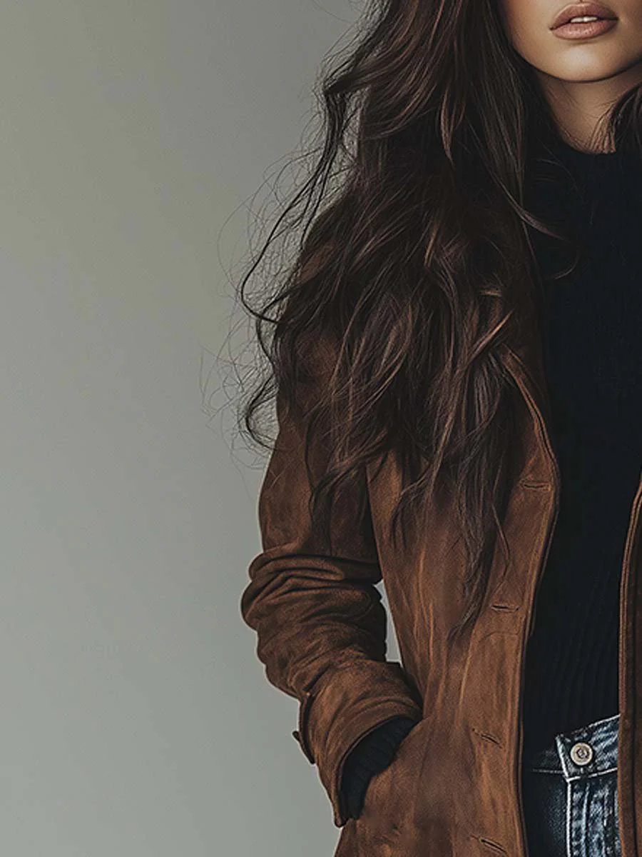 Women's Trench Coat Long Button Front Floor Length