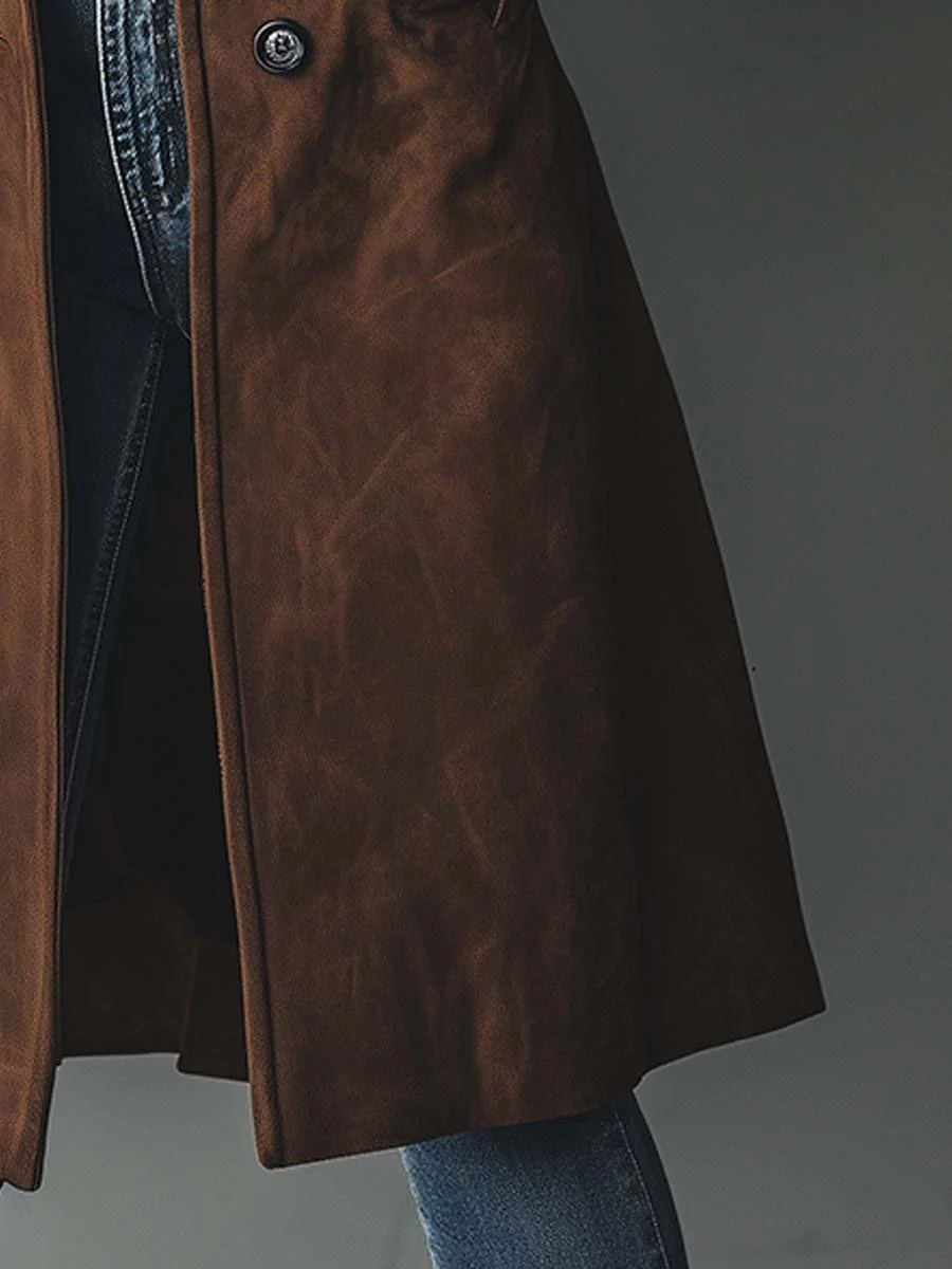 Women's Trench Coat Long Button Front Floor Length