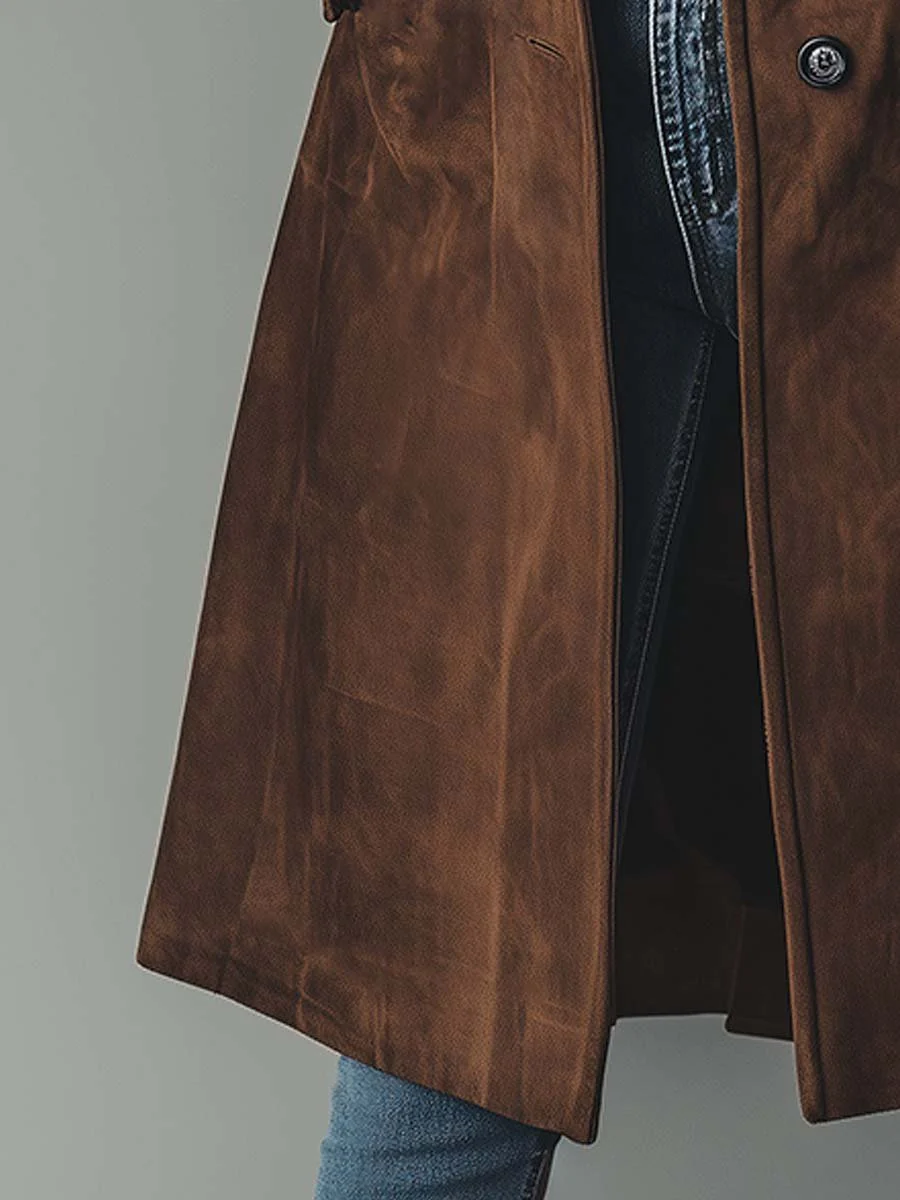 Women's Trench Coat Long Button Front Floor Length