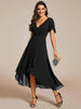 Women's V-Neck Ruffle Dress Midi in Black
