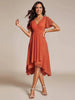 Women's V-Neck Ruffle Dress Midi in Orange