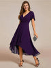 Women's V-Neck Ruffle Dress Midi in Purple