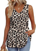 Woman wearing a leopard print V-neck peplum top