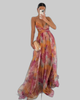 Women's Vibrant Floral Dress Maxi in Orange