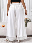 Women's Wide-Leg Pants with Lace Panel
