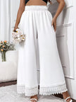 Women's Wide-Leg Pants with Lace Panel