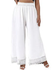 Women's Wide-Leg Pants with Lace Panel