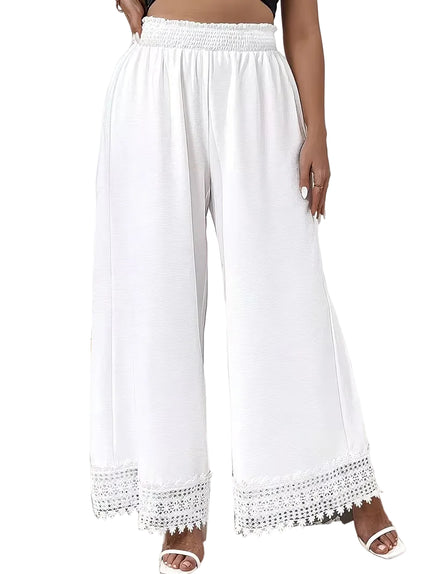Women's Wide-Leg Pants with Lace Panel