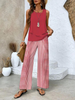 Women's Wide Leg Set Two Piece in Red Stripe