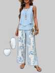 Women's Wide Leg Set Two Piece in Beige