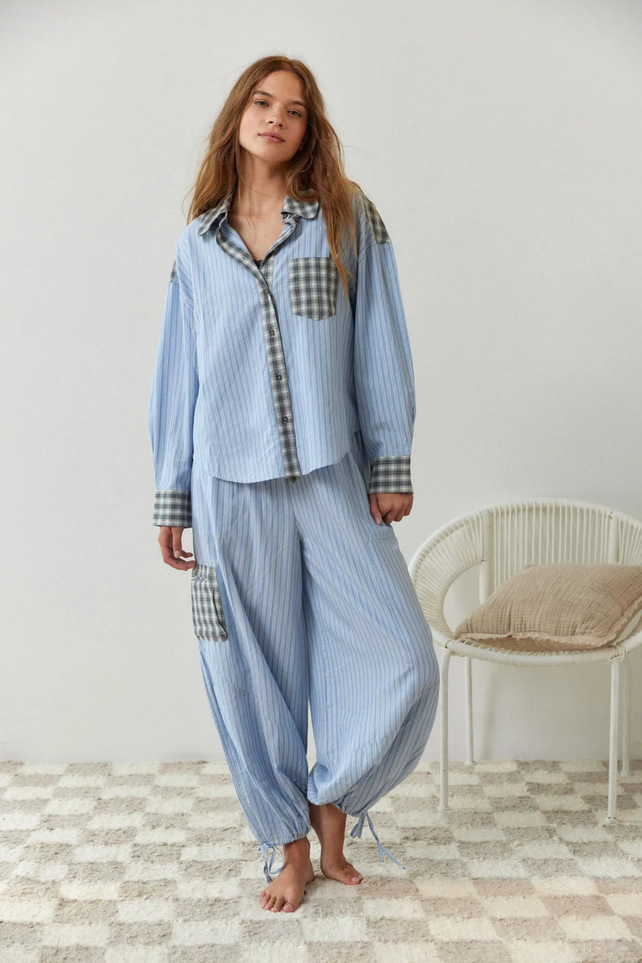 Women's Striped Button Up Pajama Set