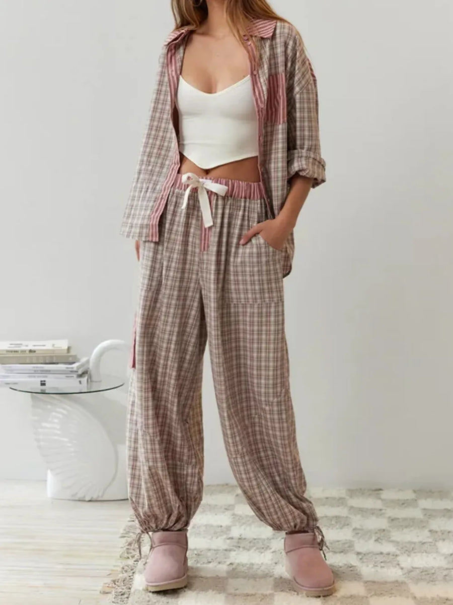 Women's Striped Button Up Pajama Set