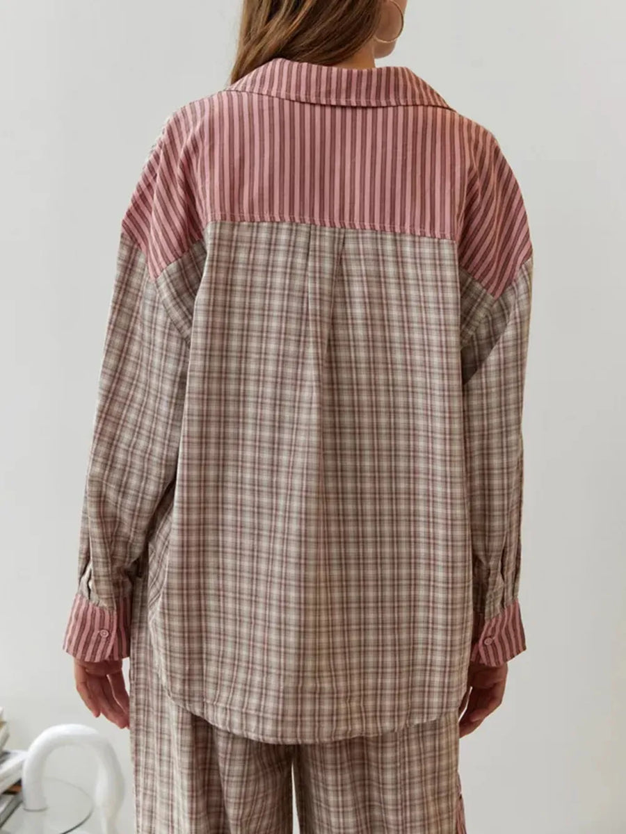 Women's Striped Button Up Pajama Set